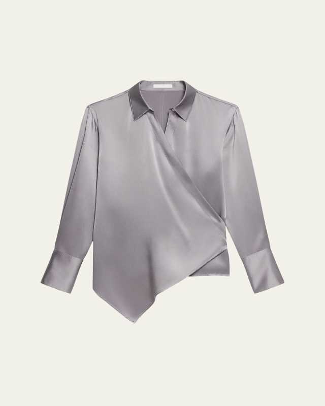 Relaxed Silk Wrap Shirt